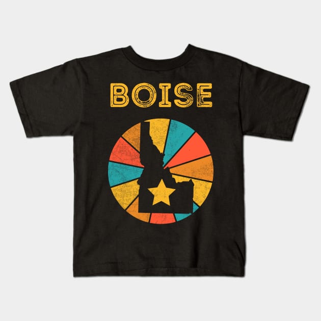 Boise Idaho Vintage Distressed Souvenir Kids T-Shirt by NickDezArts